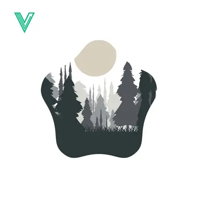 Minimalist Forest Landscape with Moon Silhouette