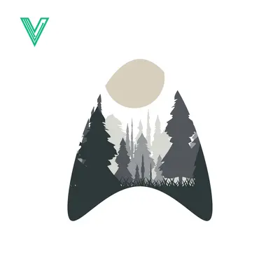Abstract Geometric Forest Landscape with Moon