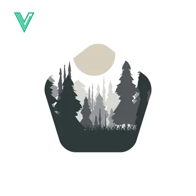 Minimalist Forest Landscape Silhouette with Moon