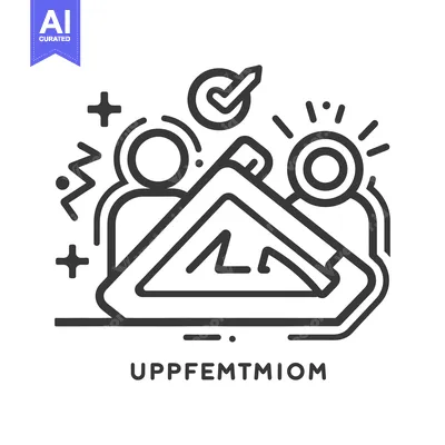 Abstract Design with Checkmark, People, and a Geometric Shape