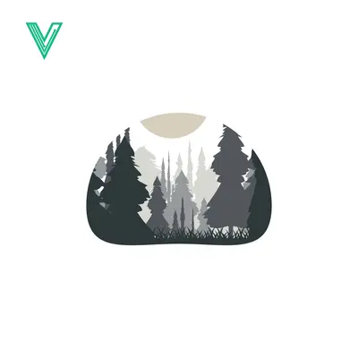 Minimalist Forest Landscape Silhouette with Sun