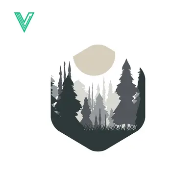 Minimalist Hexagon Forest Landscape with Moon