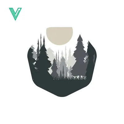 Minimalist Forest Landscape Silhouette with Moon