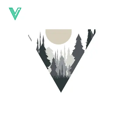 Geometric Forest Landscape with Sun Silhouette