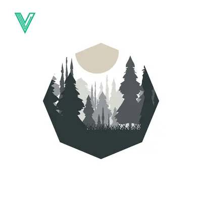 Aset premium populer: Geometric Forest Landscape Silhouette with Moon