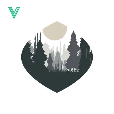 Minimalist Forest Landscape with Moon Silhouette
