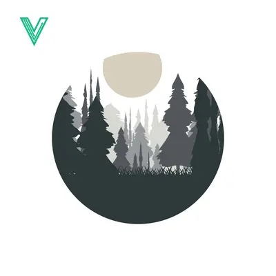 Minimalist Forest Landscape Circle Design