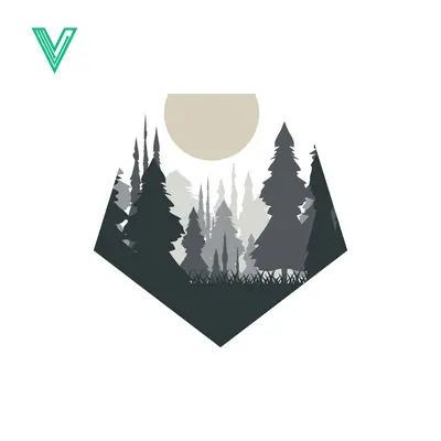 Geometric Forest Landscape with Sun Silhouette
