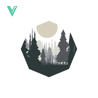 Aset premium populer: Minimalist Geometric Forest Landscape with Moon