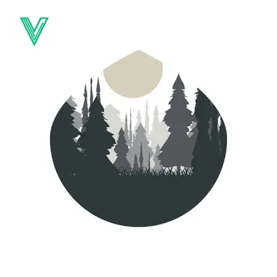 Minimalist Forest Landscape with Moon Circle Silhouette