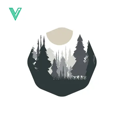 Minimalist Forest Landscape Silhouette with Sun