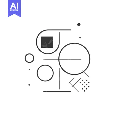 Abstract Design with Circles, Squares, and Lines