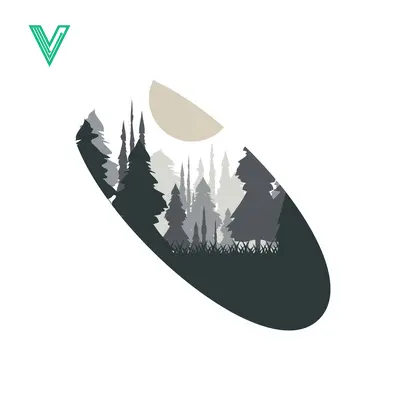Minimalist Forest Landscape Silhouette with Moon