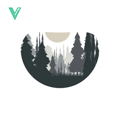 Minimalist Forest Landscape with Sun Silhouette