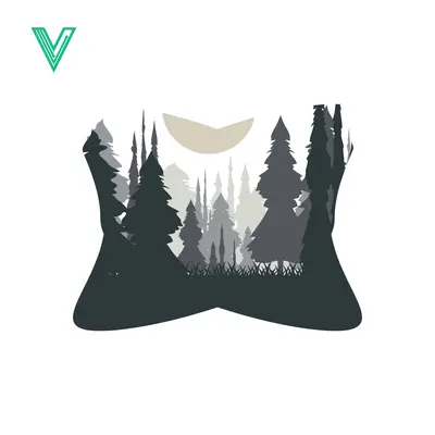 Aset premium populer: Abstract Forest Silhouette with Moon Graphic Design