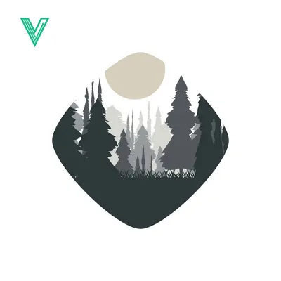 Minimalist Forest Landscape with Moon Silhouette