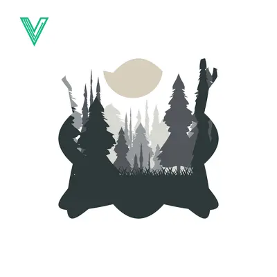 Mystical Forest Silhouette with Moon and Stars