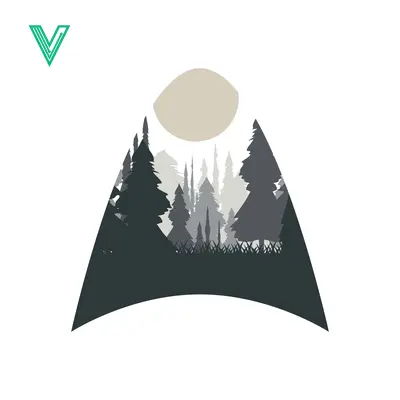Minimalist Forest Landscape with Moon Silhouette