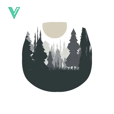 Minimalist Forest Landscape with Sun Silhouette