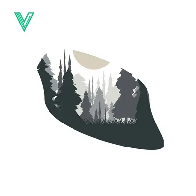 Silhouette Forest Landscape with Moon and Trees