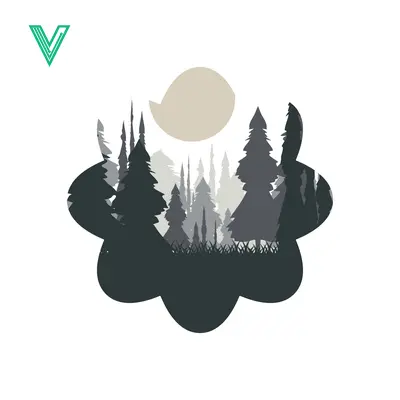 Minimalist Forest Landscape Silhouette with Moon