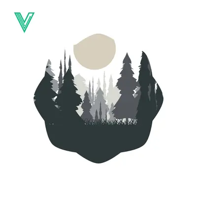 Minimalist Forest Landscape with Moon Silhouette