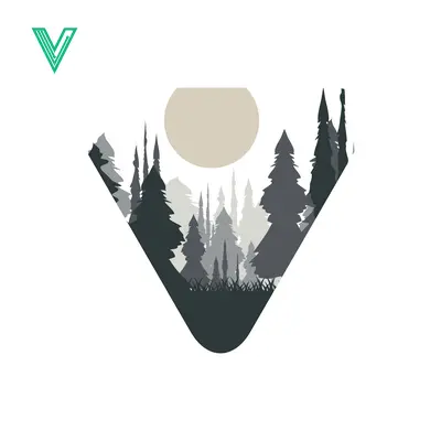 Minimalist Forest Landscape with Moon Silhouette