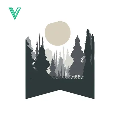Minimalist Forest Landscape with Moon Silhouette