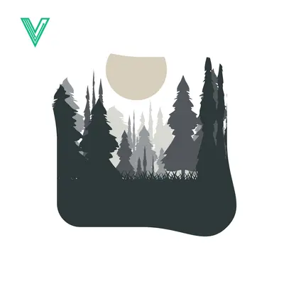 Minimalist Forest Landscape with Moon Silhouette