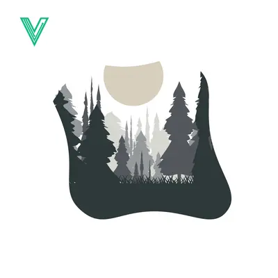 Minimalist Forest Landscape with Moon Silhouette