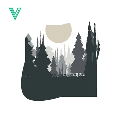 Minimalist Forest Landscape with Moon Silhouette