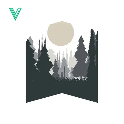 Minimalist Forest Landscape with Full Moon Silhouette