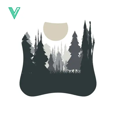 Minimalist Forest Landscape with Moon Silhouette