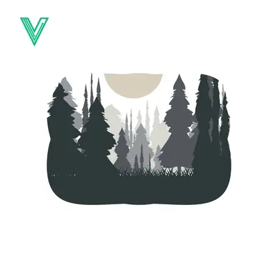 Minimalist Forest Landscape with Sun Silhouette