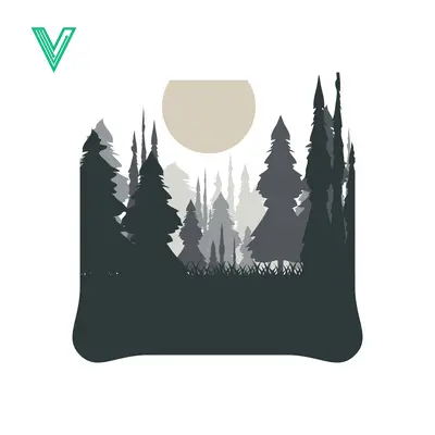 Minimalist Forest Landscape with Moon Silhouette