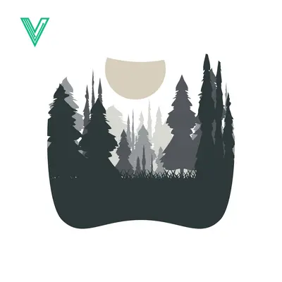 Minimalist Forest Landscape with Sun Silhouette