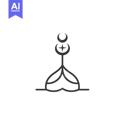 Aset desain premium: Abstract Design with Crescent Moons, a Star, and a Base