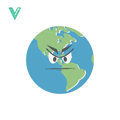 Angry Earth Planet Cartoon Character with Mean Face