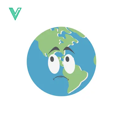 Sad Earth Cartoon Character Looking Worried and Concerned
