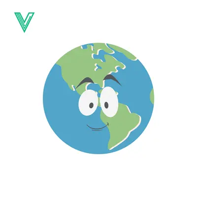 Cartoon Earth with a Happy Face and Wide Eyes