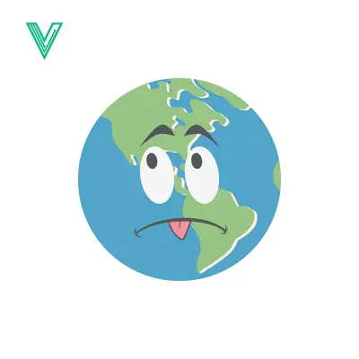 Aset desain premium: Sad Earth Character with Worried Expression and Tongue Out
