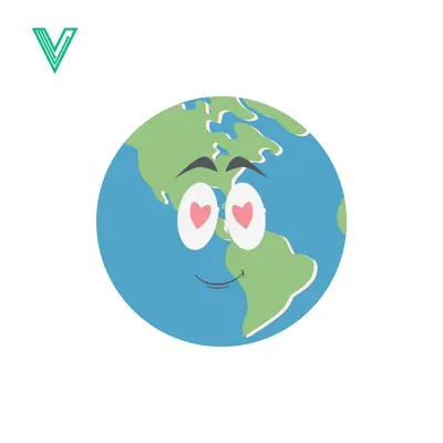 Cute Cartoon Earth Character with Heart Eyes