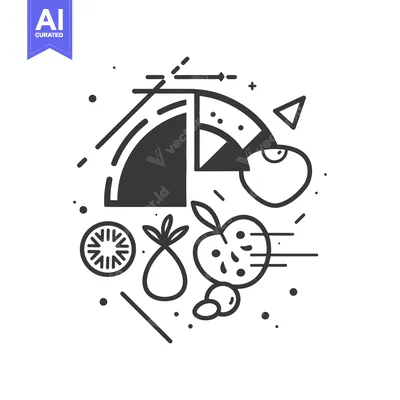 Abstract design with geometric shapes and fruits