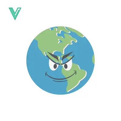Evil Earth Cartoon Character with Angry Face