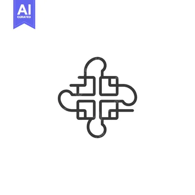 Aset premium populer: Abstract design with interconnected squares and curves