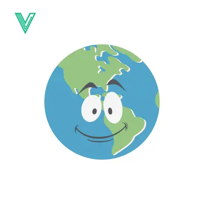 Happy Cartoon Earth Character Smiling with Big Eyes