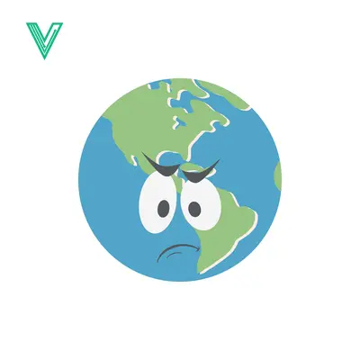 Sad Earth Cartoon Character Looking Worried and Concerned