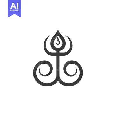 Abstract design with stylized flame and curls
