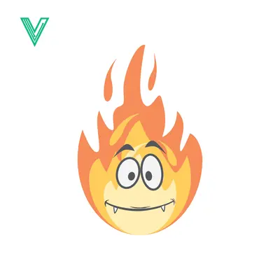Funny Cartoon Fire Character with Big Eyes and Sharp Teeth