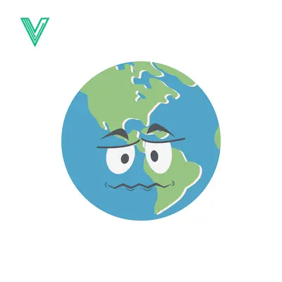 Sad Earth Cartoon Character Looking Worried and Concerned